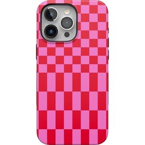 Casely iPhone 15 Pro Max Case Vibe Check Pink Checkerboard Case.